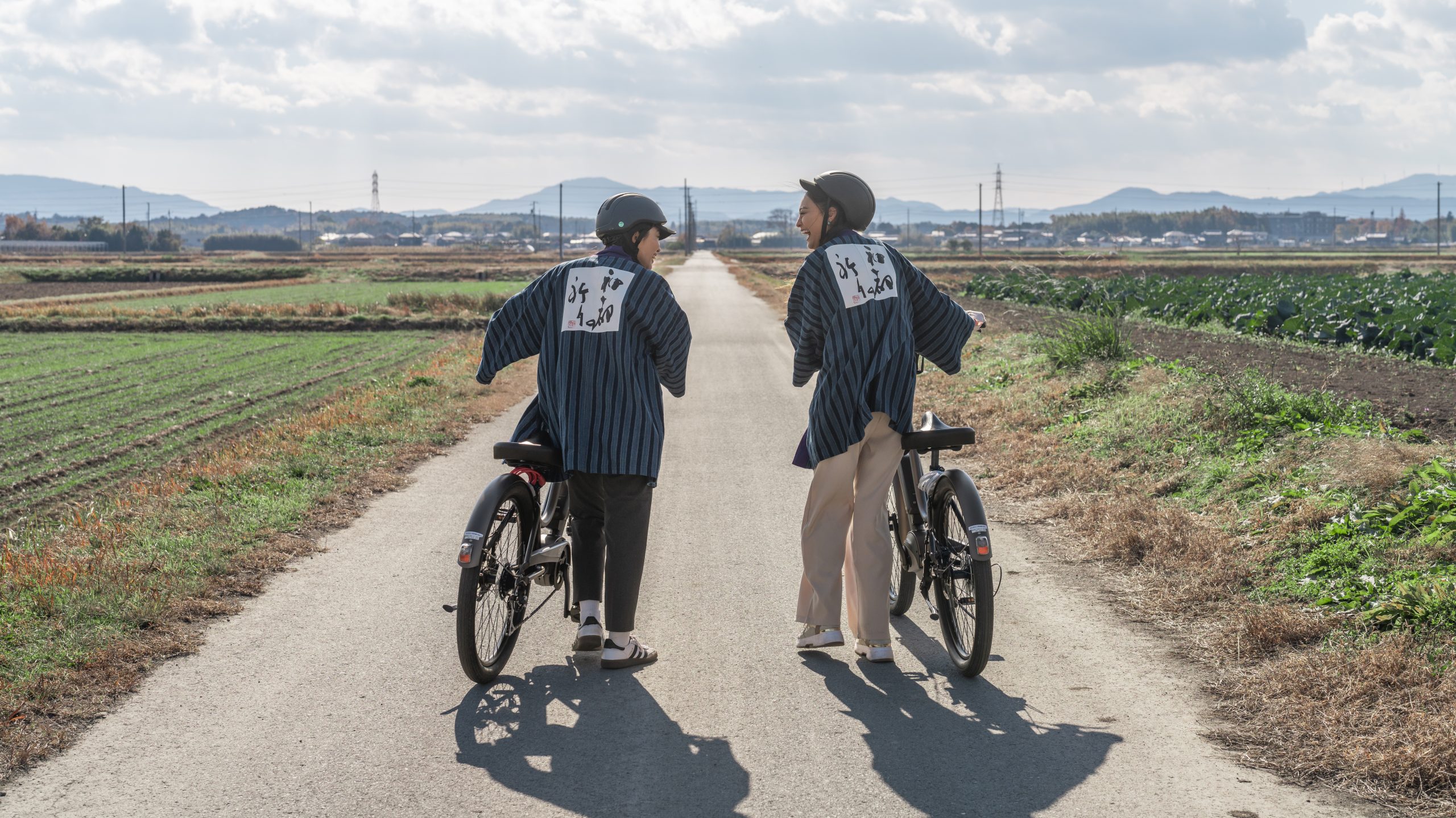 広大な田園と自転車